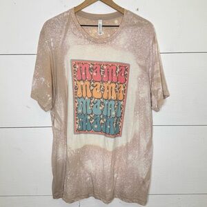 Bella Canvas • MAMA Bleached Tan & Leopard Detail T-Shirt Size 2XL